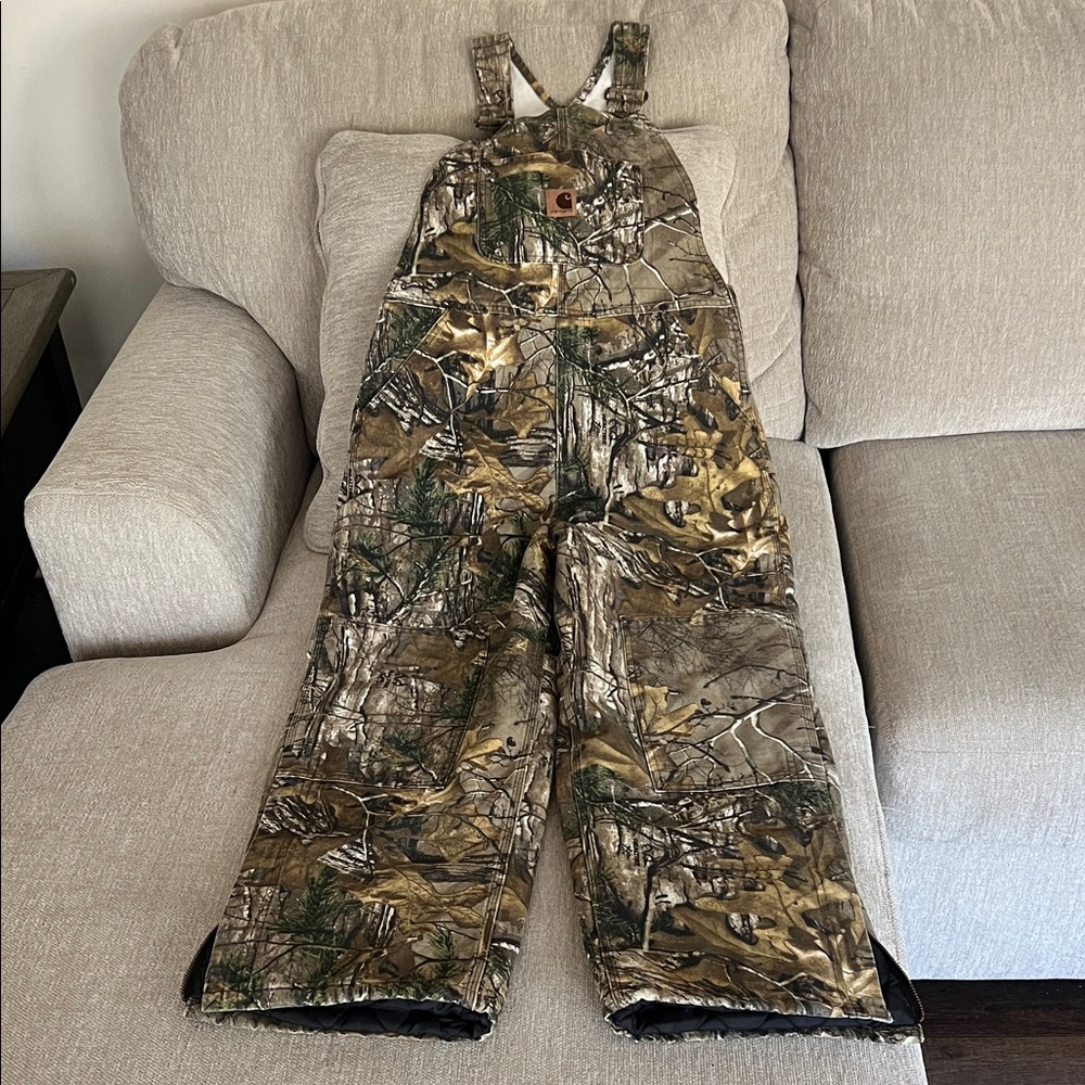 Carhartt Woodland Camo Kids( pre-teen) Insulated Overalls-purchased & never worn